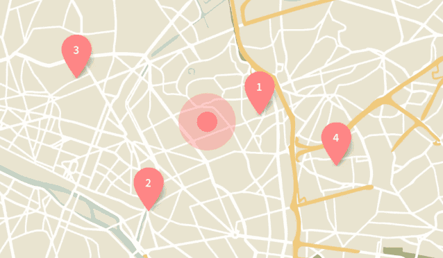 Interactive travel planning map showing optimized route